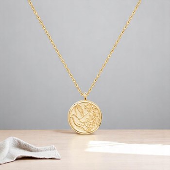Collier médaille colombe au rameau Plaqué OR 750 3 microns