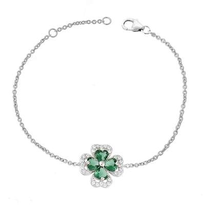 Bracelet Dolly-Bijoux En Argent 925 Avec Trèfle émeraude Et Zirconium - Taille 16+2 Cm