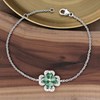 Bracelet trèfle de coeurs oxydes de zirconium verts Argent 925 Rhodié - vue V4