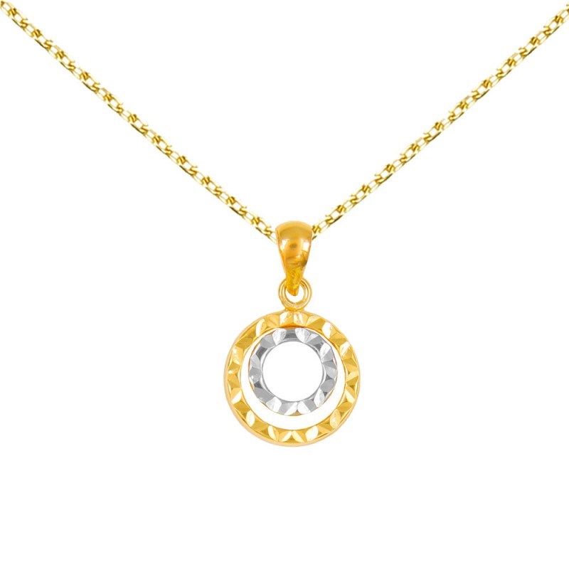 Collier Or Jaune et Blanc - Motif Cercles