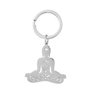 Porte-clés posture de yoga Sukhasana position de méditation lotus en tailleur acier inoxydable