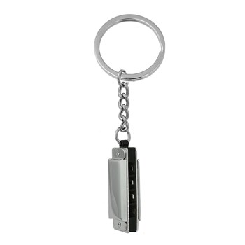Porte-clés harmonica miniature instrument de musique argenté