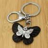 Porte-clés 2 papillons bijou de sac avec mousqueton et anneau argenté - vue V2
