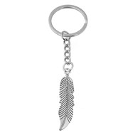 Porte-clés plume symbole de liberté argenté