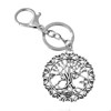 Porte-clés arbre de vie bijou de sac avec mousqueton et anneau argenté - vue V1