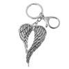 Porte-clés 2 ailes d'ange bijou de sac avec mousqueton et anneau argenté - vue V1