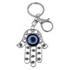 Porte-clés oeil main de Fatma bijou de sac avec mousqueton et anneau argenté - vue V1