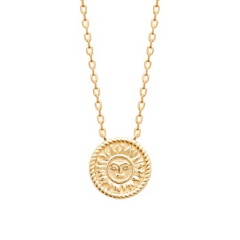 Necklace sunshine personified smiling face Gold plated 750 3 microns