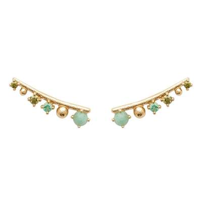 Boucles D'oreilles En Aventurine Avec Monture Or Et Plaque - Neuves Jamais Portées