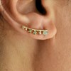 Boucles d'oreilles grimpantes contour de lobe aventurines et oxydes de zirconium Plaqué OR 750 3 microns - vue V2
