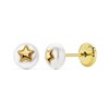 Boucles d'Oreilles Or 18 Carats 750/000 Jaune - Perles de Culture et Etoile - vue V1