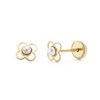 Boucles d'Oreilles Or 18 Carats 750/000 Jaune - Perles de Culture - Motif Trèfle - vue V1