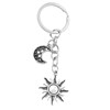 Porte-clés soleil lune et une étoile argenté - vue V1