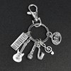 Porte-clés thème musique artiste notes guitare piano micro bijou de sac avec mousqueton et anneau argenté - vue V4