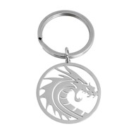 Porte-clés dragon dans un cercle acier inoxydable