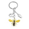 Porte-clés jardinier abeille pelle arrosoir argenté - vue V1