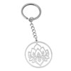 Porte-clés fleur de lotus dans un cercle acier inoxydable - vue V1
