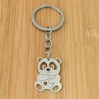 Silver heart teddy bear key ring