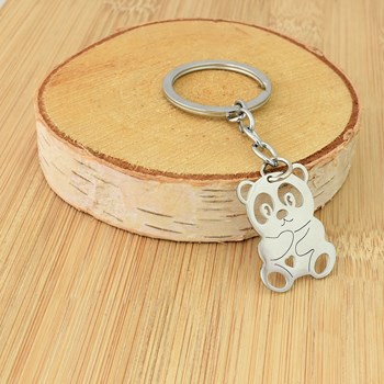 Silver heart teddy bear key ring