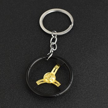 Black car steering wheel key ring Gold color