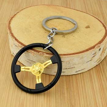 Black car steering wheel key ring Gold color