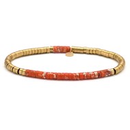 Bracelet Acier Perles Heishi 4mm Jaspe Orange Impérial-Medium-18cm
