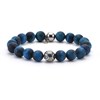 Bracelet Acier Pierres Naturelles Perles Rondes oeil De Tigre Bleu - vue V1
