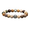 Bracelet Acier Pierres Naturelles Perles Rondes Agate Indienne Agate Nacre Marron Et Rouge - vue V1