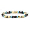 Bracelet Acier Perles Facettées Hématite Turquoise Et Oeil De Tigre - vue V1