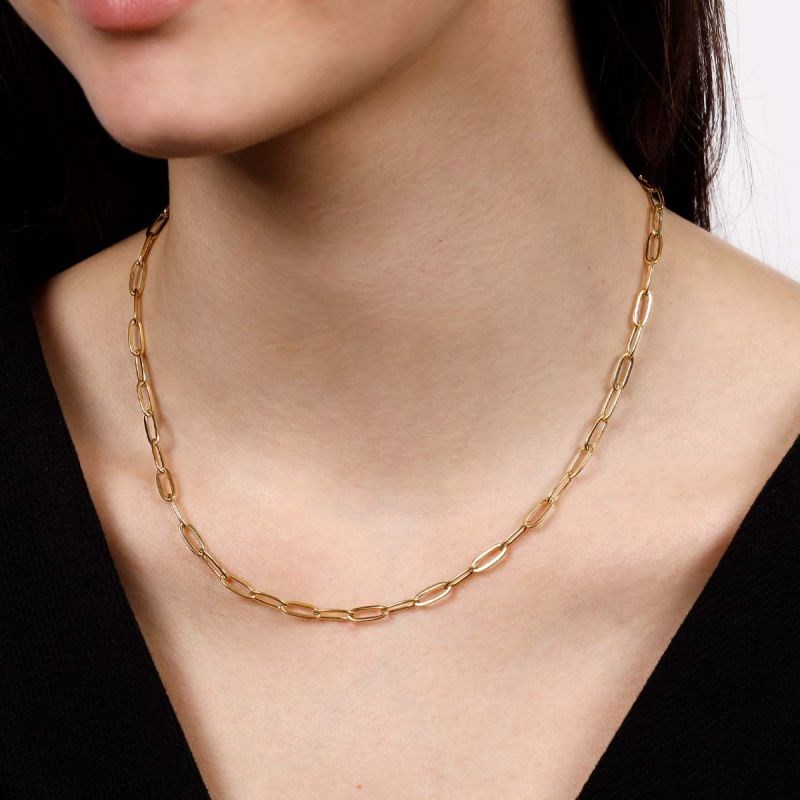 Collier Rosefield 'Rectangle Chain Necklace Gold' - JNRCG-J564 - vue 2