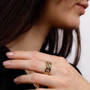 Bague chaîne Pierre Lannier 'Roxane' Acier Doré - BJ09A3203