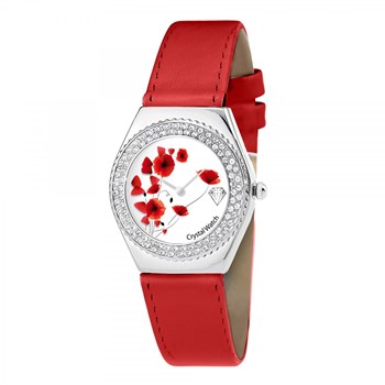 Alysson Poppy horloge met draaiend uurwerk SC Crystal versierd met fonkelende kristallen