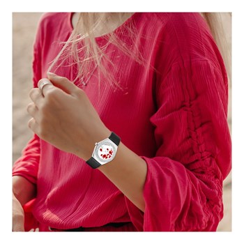 Alysson Poppy horloge met draaiend uurwerk SC Crystal versierd met fonkelende kristallen