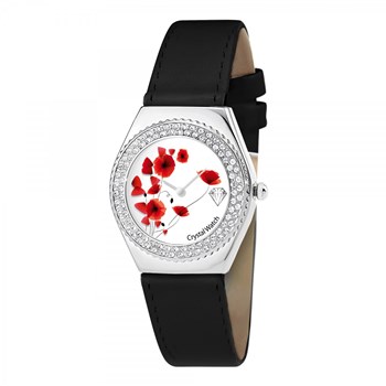 Alysson Poppy horloge met draaiend uurwerk SC Crystal versierd met fonkelende kristallen