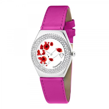 Alysson Poppy horloge met draaiend uurwerk SC Crystal versierd met fonkelende kristallen