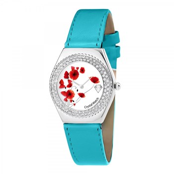 Alysson Poppy horloge met draaiend uurwerk SC Crystal versierd met fonkelende kristallen