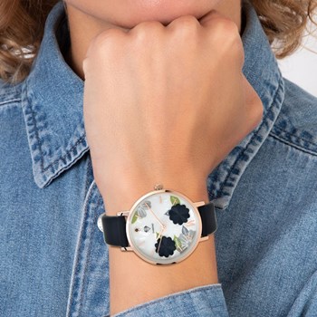 Anissa SC Crystal horloge bezet met een echte zwarte diamant