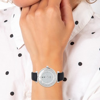 Elegant Héléna SC Crystal horloge bezet met een echte zwarte diamant