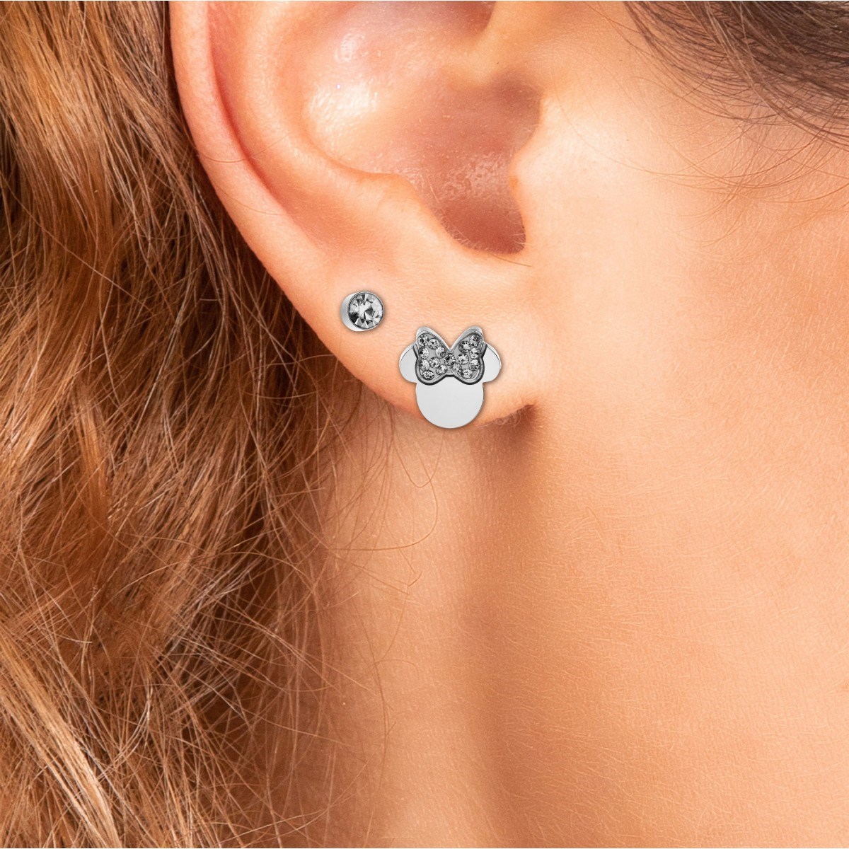 Lot de 2 paires de boucles d'oreilles Disney ornées de Cristaux scintillants - Minnie - vue 2