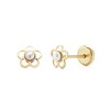 Boucles d'Oreilles Or 18 Carats 750/000 Jaune - Perles de Culture - Motif Fleur - vue V1