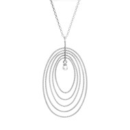 Collier En Argent Rhodié Multi Ovales Avec Perle Naturelle42 cmcm