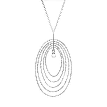 Zilveren Ketting Rhodium Multi Ovaal Met Natuurlijke Parel42 cmcm