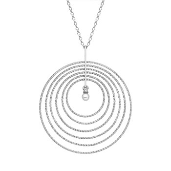 Zilveren Ketting Rhodium Multi Rond Met Natuurlijke Parel45 mmcm