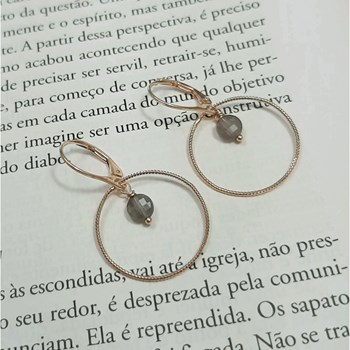 Boucles d'Oreilles Krahô Labradorite Argent 925 Doré