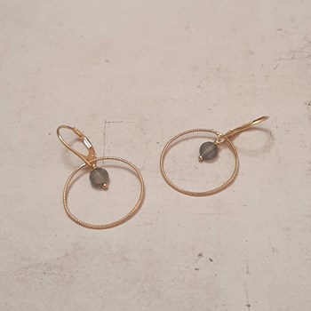 Boucles d'Oreilles Krahô Labradorite Argent 925 Doré