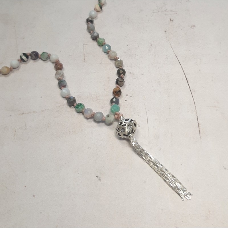 Sautoir Mala Multicolore Pierres Naturelles Argent 925 - vue 3