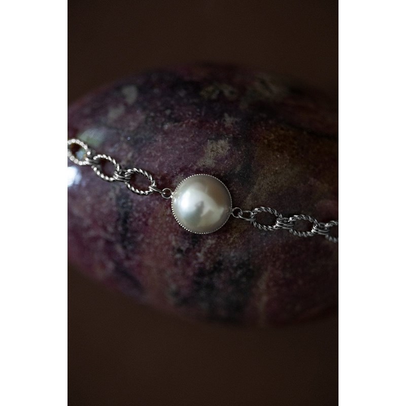 bracelet perle  plaqué argent - NÉLYA - vue 2