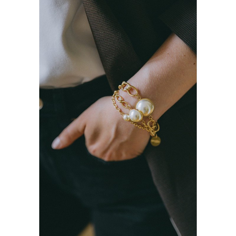 bracelet perle  plaqué argent - NÉLYA - vue 4