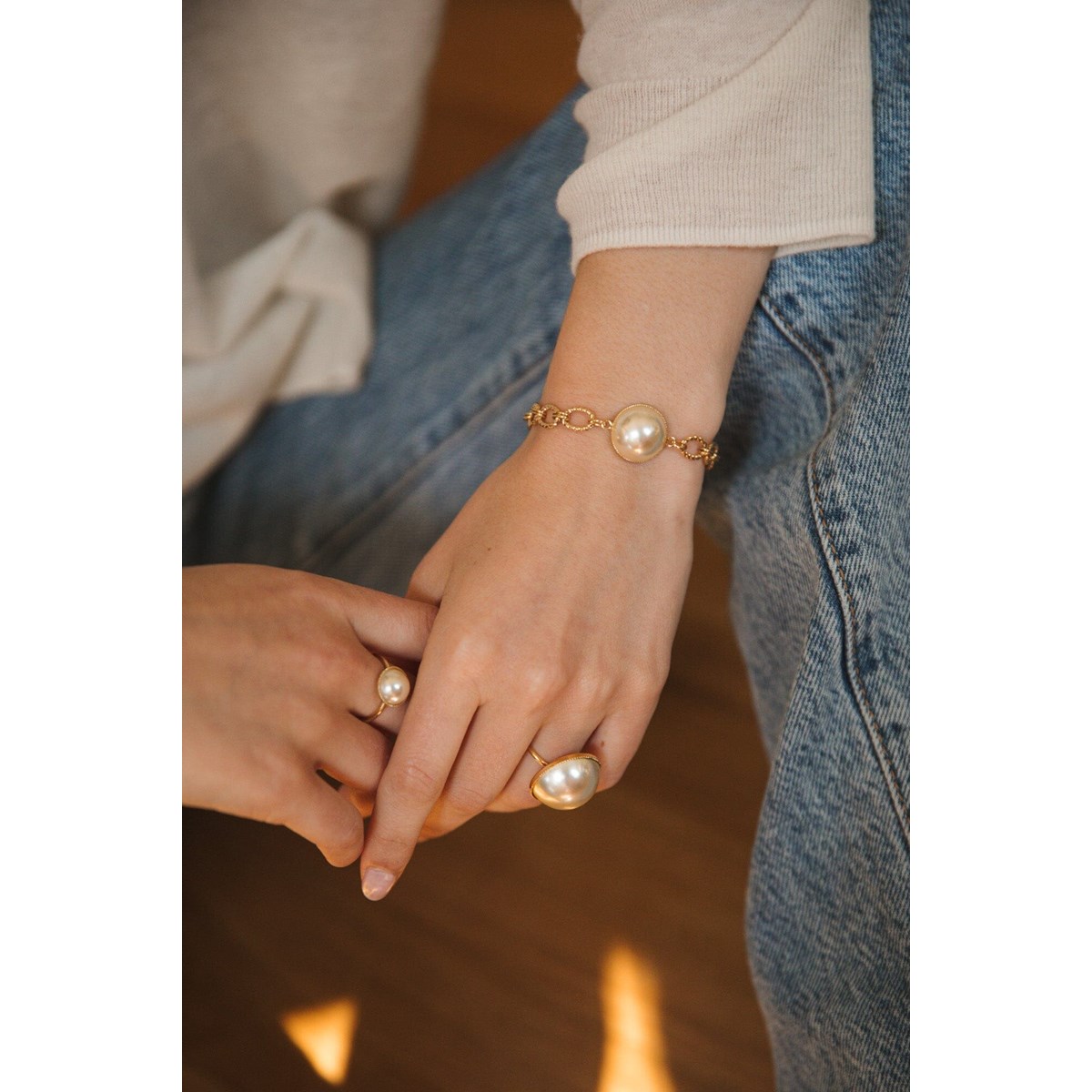 bracelet perle  plaqué argent - NÉLYA - vue 5
