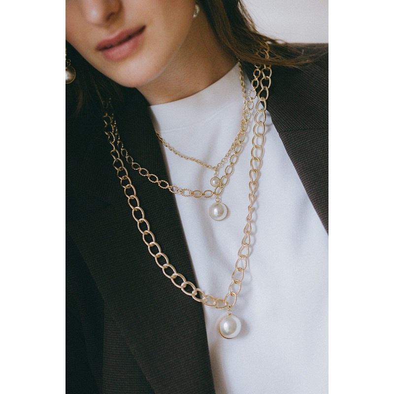 collier perle doré à l'or fin - NÉLYA - vue 2